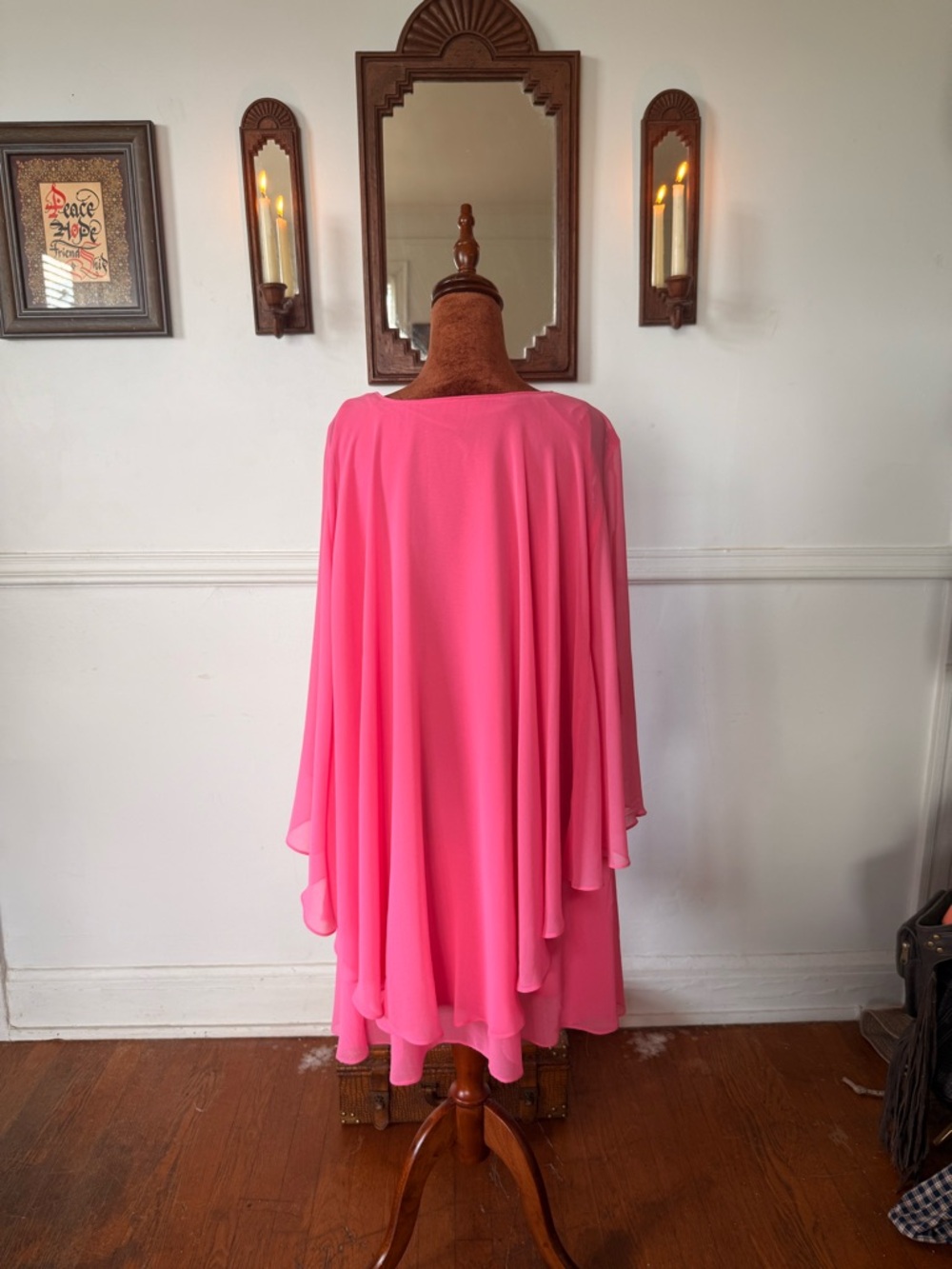 Chelsea28 Hot Pink Draped Cape Dress